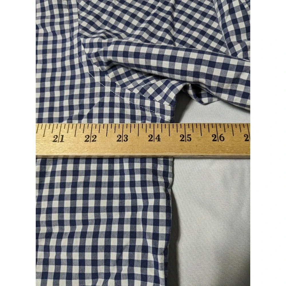 BANANA REPUBLIC SOFT WASH STANDARD FIT Men XL Blue Gingham Check Button-Up Shirt